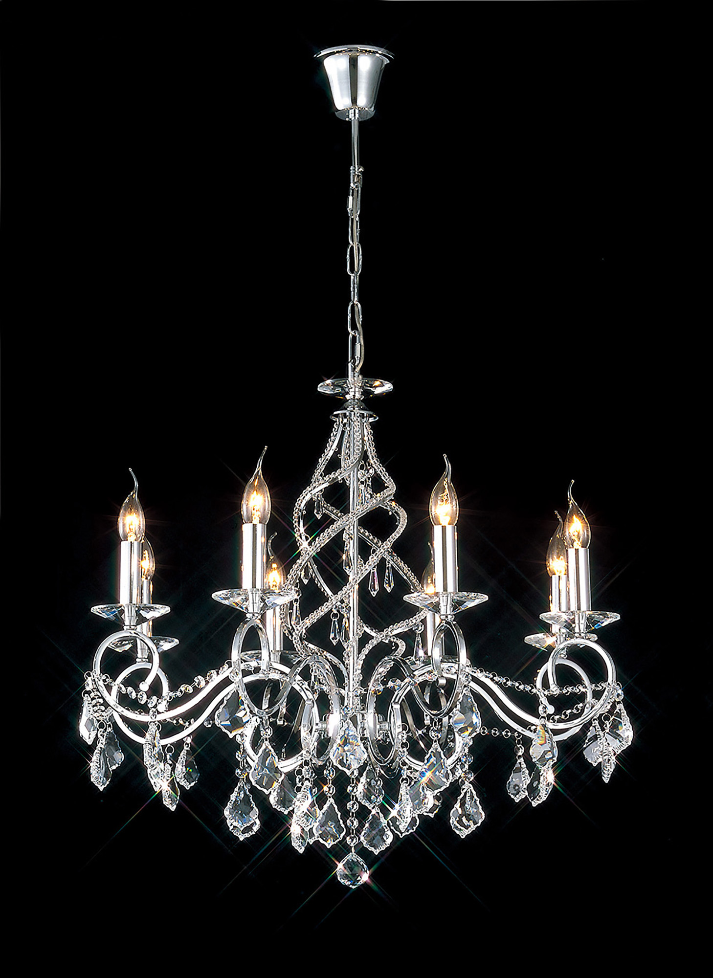 IL30318  Torino Crystal Chandelier 8 Light Polished Chrome